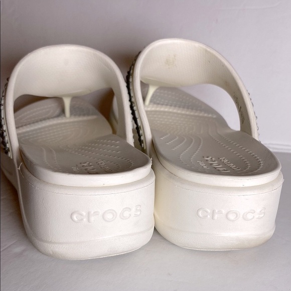 CROCS Monterey Diamanté White Wedge Sandals with Embellished Design - Picture 3 of 6